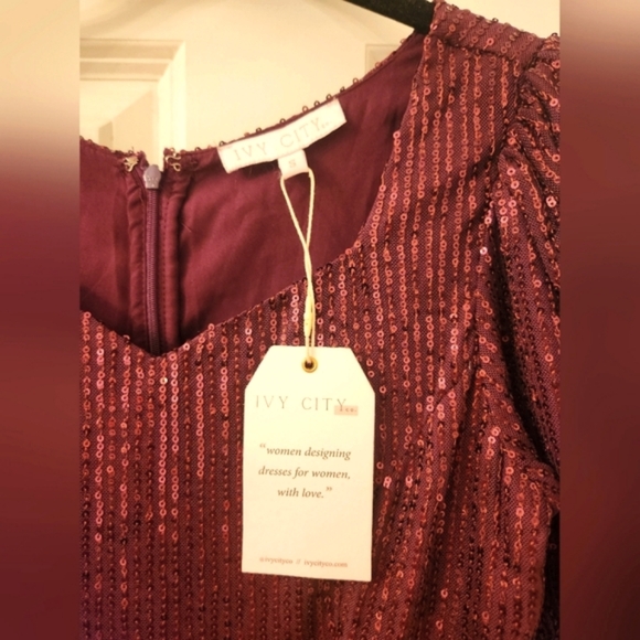 Ivy City Clara Plum Seqiun Dress NWT - Picture 7 of 7